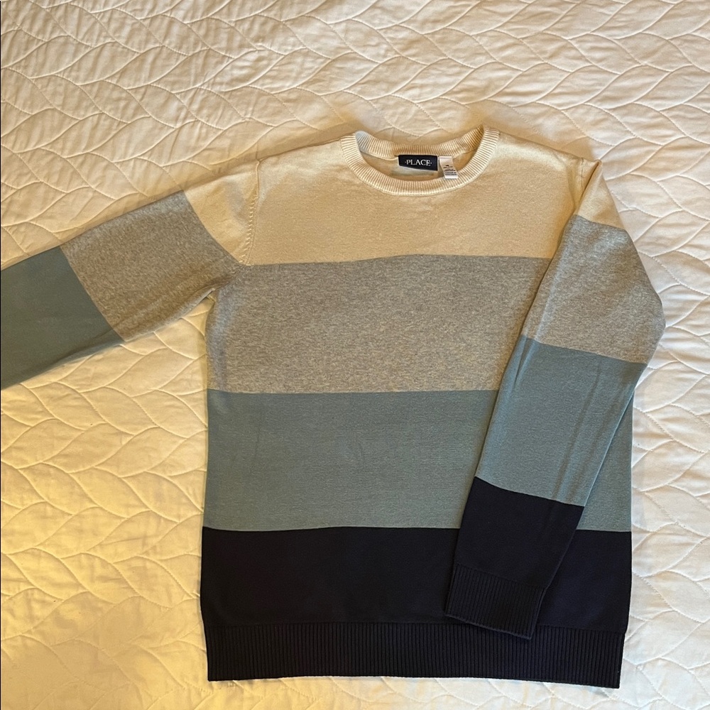 Children’s Place Striped Sweater - Cream, Gray, Blue